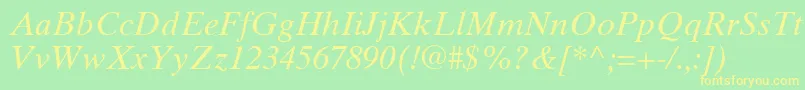 TimesTenGreekInclined Font – Yellow Fonts on Green Background