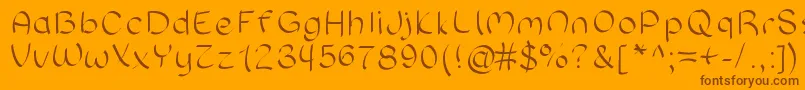 Sloppyhand Font – Brown Fonts on Orange Background