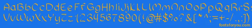 Sloppyhand Font – Orange Fonts on Blue Background