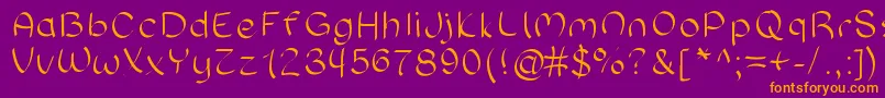 Sloppyhand-Schriftart – Orangefarbene Schriften auf violettem Hintergrund