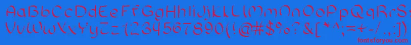 Sloppyhand Font – Red Fonts on Blue Background