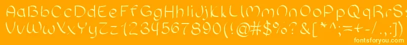 Sloppyhand-Schriftart – Gelbe Schriften auf orangefarbenem Hintergrund