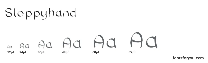 Sloppyhand Font Sizes