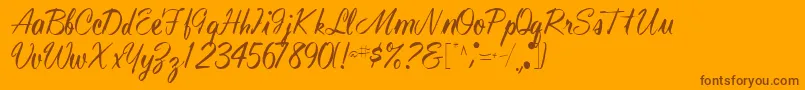 Technoworks70Regular-Schriftart – Braune Schriften auf orangefarbenem Hintergrund