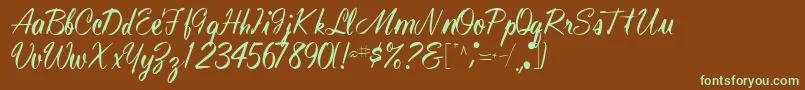 Technoworks70Regular Font – Green Fonts on Brown Background