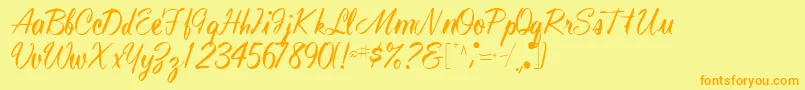 Technoworks70Regular Font – Orange Fonts on Yellow Background