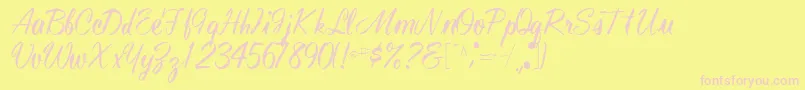 Fonte Technoworks70Regular – fontes rosa em um fundo amarelo