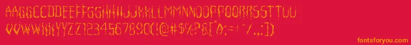 フォントHorroroidlight – 赤い背景にオレンジの文字