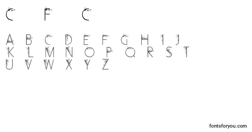 Schriftart CurlyFleurCaps – Alphabet, Zahlen, spezielle Symbole