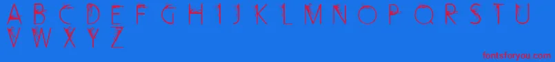 CurlyFleurCaps Font – Red Fonts on Blue Background