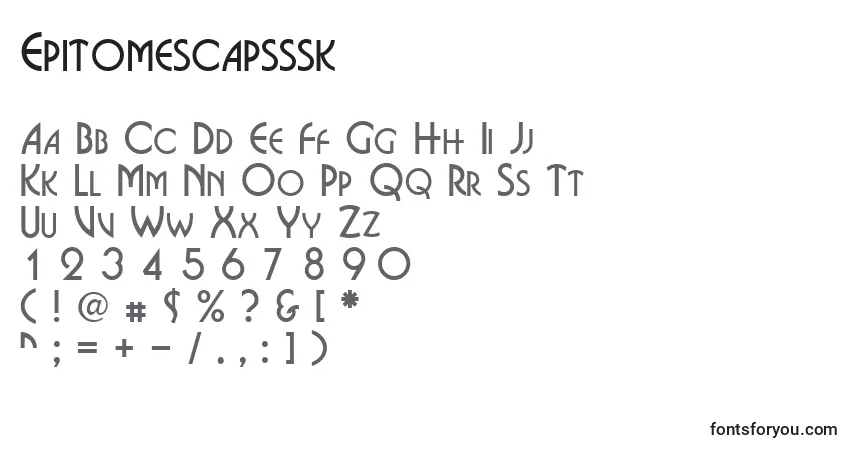 Schriftart Epitomescapsssk – Alphabet, Zahlen, spezielle Symbole