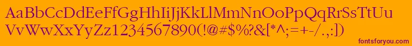 Garamond2Cyrillic-fontti – violetit fontit oranssilla taustalla