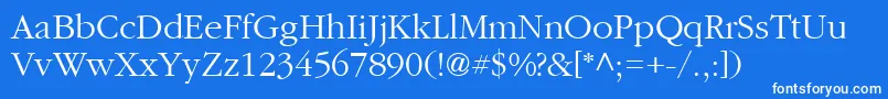 Czcionka Garamond2Cyrillic – białe czcionki na niebieskim tle