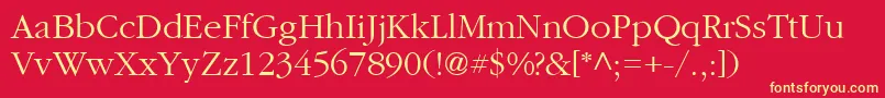 フォントGaramond2Cyrillic – 黄色の文字、赤い背景