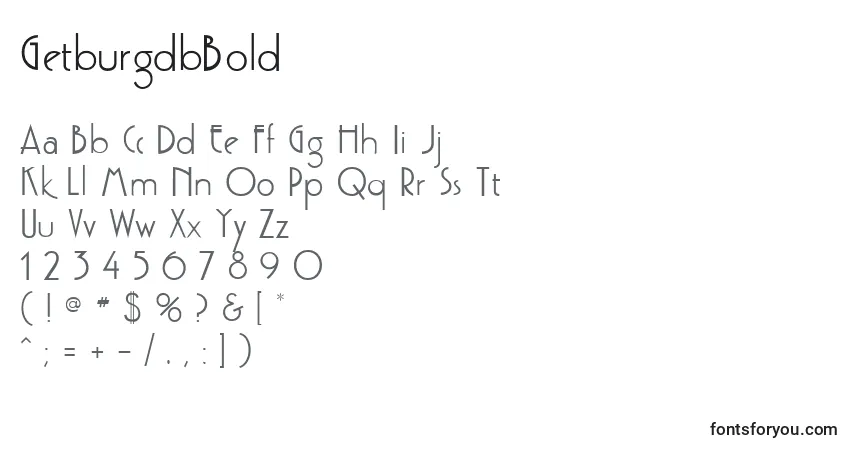 Czcionka GetburgdbBold – alfabet, cyfry, specjalne znaki