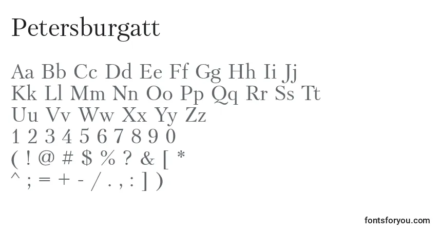 Шрифт Petersburgatt – алфавит, цифры, специальные символы
