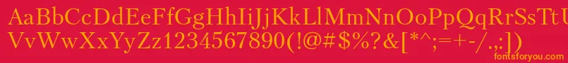 フォントPetersburgatt – 赤い背景にオレンジの文字
