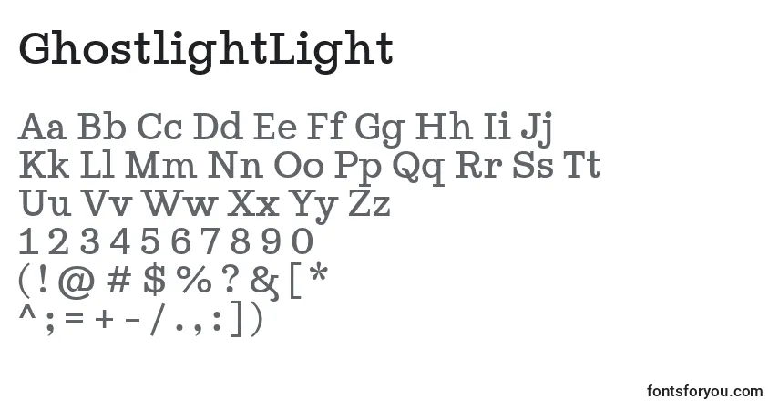 Шрифт GhostlightLight – алфавит, цифры, специальные символы
