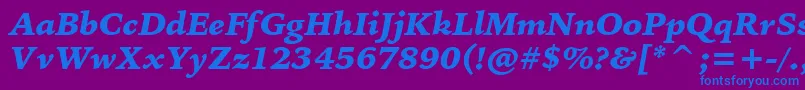 BitstreamIowanOldStyleBlackItalicBt Font – Blue Fonts on Purple Background