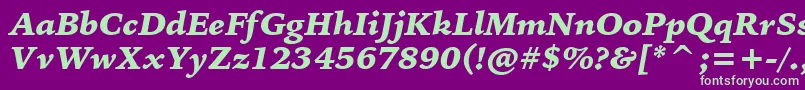 BitstreamIowanOldStyleBlackItalicBt Font – Green Fonts on Purple Background