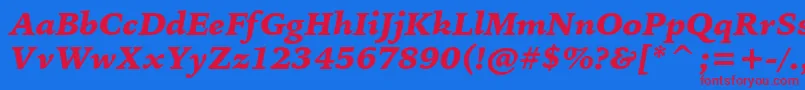 Czcionka BitstreamIowanOldStyleBlackItalicBt – czerwone czcionki na niebieskim tle