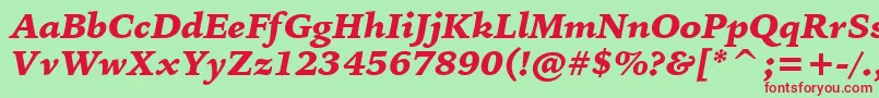 BitstreamIowanOldStyleBlackItalicBt Font – Red Fonts on Green Background