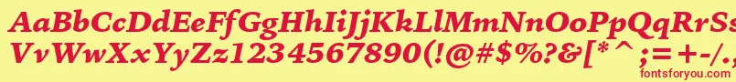 BitstreamIowanOldStyleBlackItalicBt Font – Red Fonts on Yellow Background