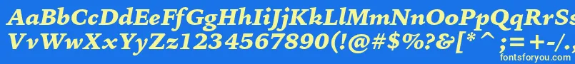 BitstreamIowanOldStyleBlackItalicBt Font – Yellow Fonts on Blue Background