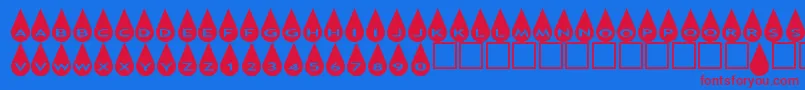 Czcionka Asraindrops – czerwone czcionki na niebieskim tle