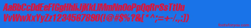 AgLettericaComprObliqueMedium Font – Red Fonts on Blue Background