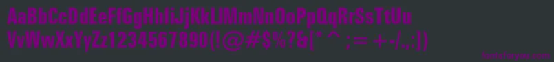 フォントZurichBoldExtraCondensedBt – 黒い背景に紫のフォント
