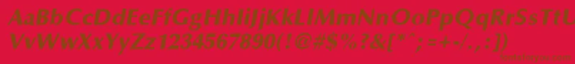 フォントOptaneextrabold ffy – 赤い背景に茶色の文字