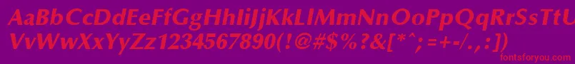 フォントOptaneextrabold ffy – 紫の背景に赤い文字