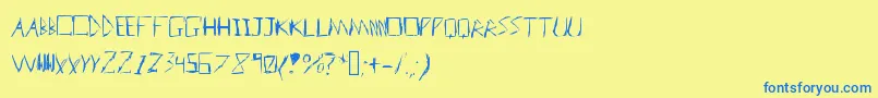 Шрифт Badhandwriter – синие шрифты на жёлтом фоне