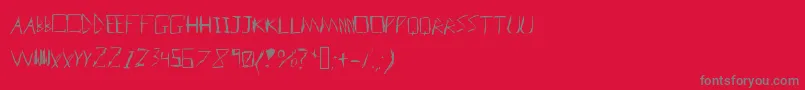 フォントBadhandwriter – 赤い背景に灰色の文字