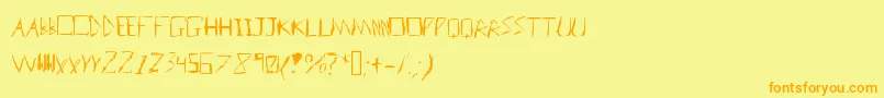 フォントBadhandwriter – オレンジの文字が黄色の背景にあります。