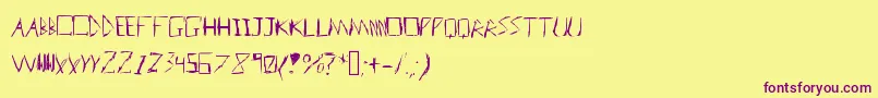 Шрифт Badhandwriter – фиолетовые шрифты на жёлтом фоне