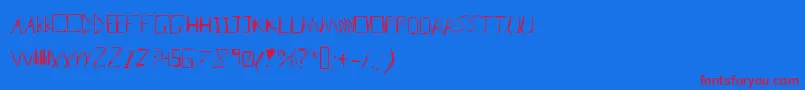 フォントBadhandwriter – 赤い文字の青い背景