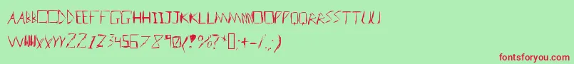 フォントBadhandwriter – 赤い文字の緑の背景