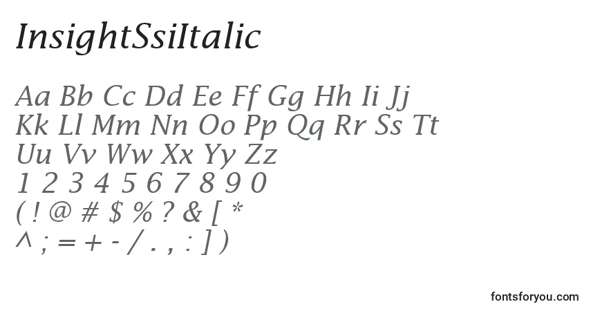 A fonte InsightSsiItalic – alfabeto, números, caracteres especiais