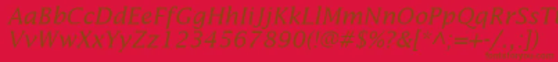 Fonte InsightSsiItalic – fontes marrons em um fundo vermelho