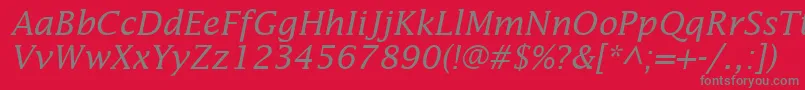 Fonte InsightSsiItalic – fontes cinzas em um fundo vermelho