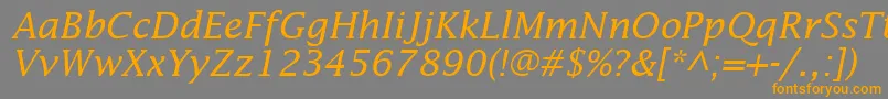 InsightSsiItalic-Schriftart – Orangefarbene Schriften auf grauem Hintergrund