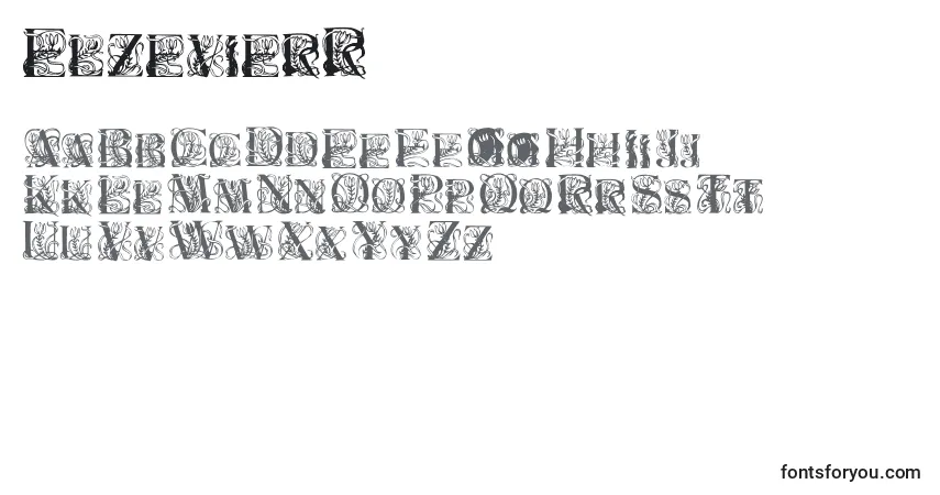 A fonte ElzevierR – alfabeto, números, caracteres especiais