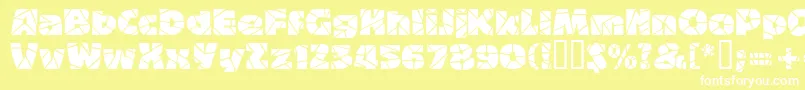 Bigbandterrazzo-Schriftart – Weiße Schriften auf gelbem Hintergrund