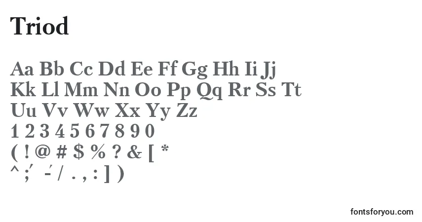 Czcionka Triod – alfabet, cyfry, specjalne znaki