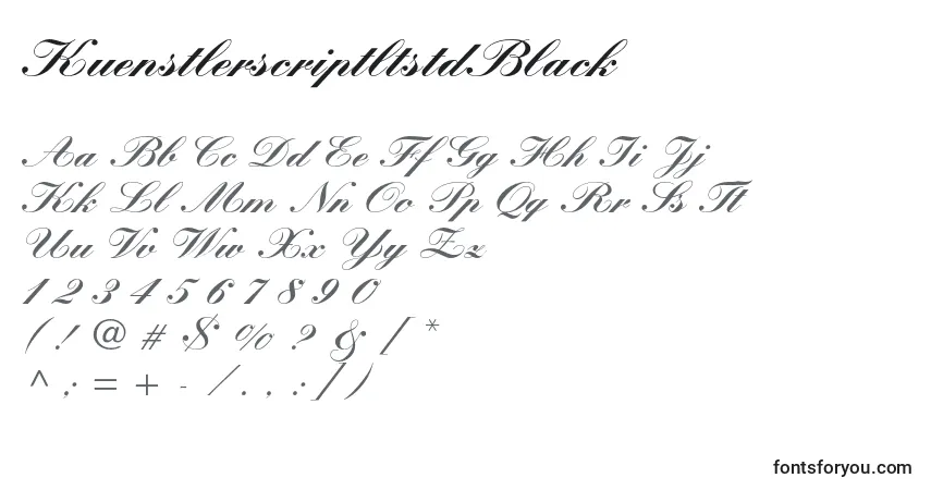 A fonte KuenstlerscriptltstdBlack – alfabeto, números, caracteres especiais