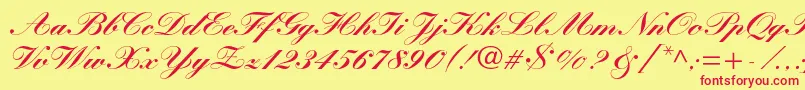 KuenstlerscriptltstdBlack Font – Red Fonts on Yellow Background