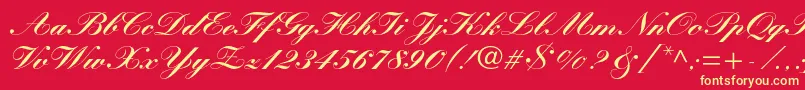 フォントKuenstlerscriptltstdBlack – 黄色の文字、赤い背景