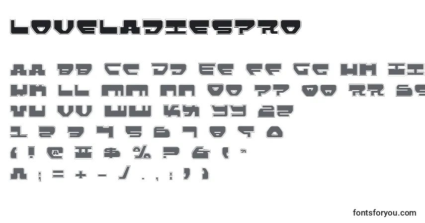 Schriftart LoveladiesPro – Alphabet, Zahlen, spezielle Symbole
